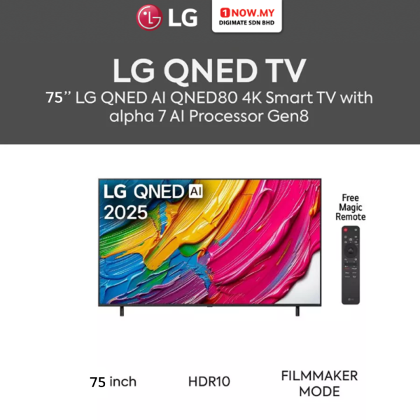 LG 75" QNED80 4K UHD HDR10 AI Smart TV 75QNED80ASA (Pre Order)