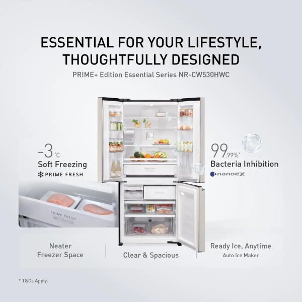 PANASONIC 540L Inverter PRIME+ Multi Door Fridge NR-CW530HWCM - Image 2