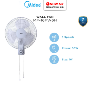MIDEA 16" Wall Fan MF-16FW6H | White 3 Speed