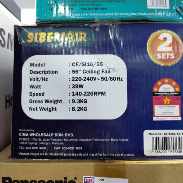 SIBERIAIR 56" Aquarius Series SI16 Ceiling Fan Remote DC CF/SI-16/56/MB | 5 Star Energy Efficient - Image 4