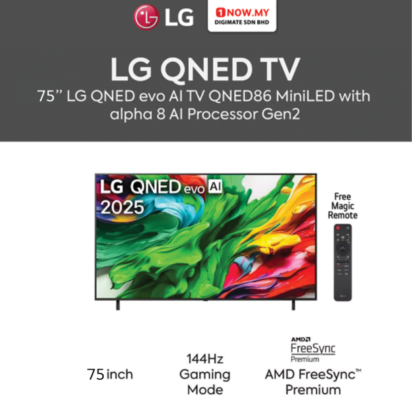 LG 75" QNED86 4K QNED Smart AI TV 75QNED86TSA | Super Slim Rich Visuals (Pre Order)