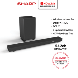 SHARP 5.1.2ch Q Sound Bar with Wireless Subwoofer HT-SBW55121