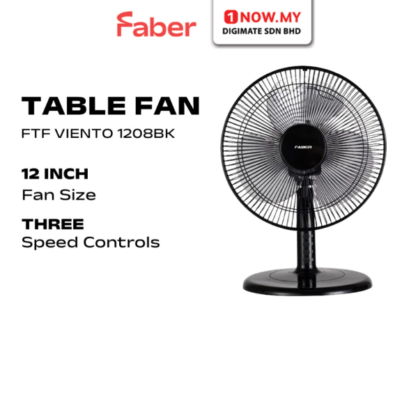 FABER 12" Table Fan FTF VIENTO 1208BK | 5 Star Energy Efficient