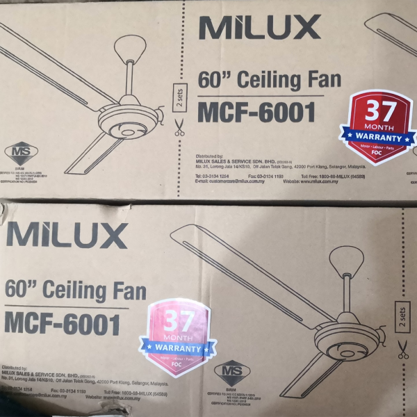 MILUX 60" Ceiling Fan MCF-6001 (Random Color) | Safety Thermal Fuse White/Black - Image 5