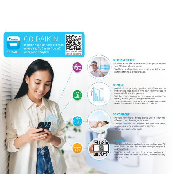 DAIKIN 1HP Inverter Air Conditioner BLUVI FTKU-B FTKU28B/RKU28BLF | 5 Star Energy Efficient - Image 5