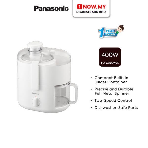 PANASONIC Compact Juicer MJ-CS100WSK | 400W Durable Dishwasher-Safe Parts