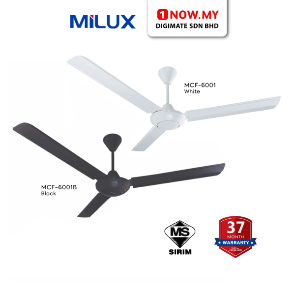 MILUX 60" Ceiling Fan MCF-6001 (Random Color) | Safety Thermal Fuse White/Black