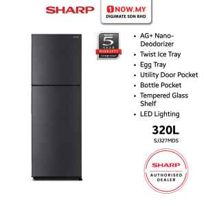 SHARP 320L Inverter Smile Fridge 2-Door SJ327MDS | AG+ Nano 3 Star Energy Efficient