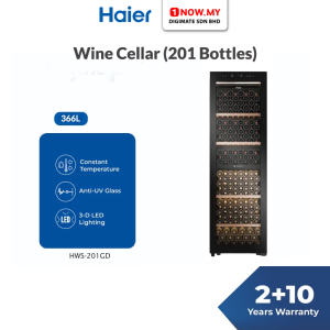 HAIER 366L Wine Cellar 201 Bottles Anti-UV Glass HWS-201GD (Pre Order)