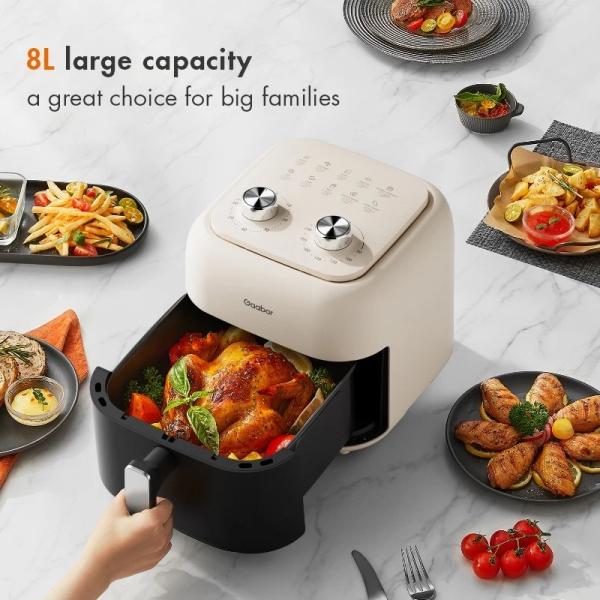 GAABOR 8L Air Fryer Dual Knobs Non-Stick Coating AF-80M01A - Image 3