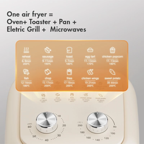 GAABOR 8L Air Fryer Dual Knobs Non-Stick Coating AF-80M01A - Image 6