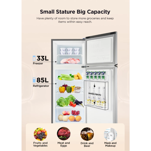TCL 165L 2 Doors Mini Refrigerator TR-NT185AB | 3 Star Energy Efficient - Image 4