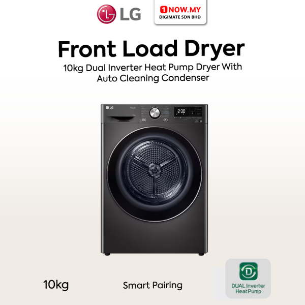 LG 10kg Dual Inverter Front Load Heat Pump Dryer RH10VHP2B | Auto Cleaning Condenser