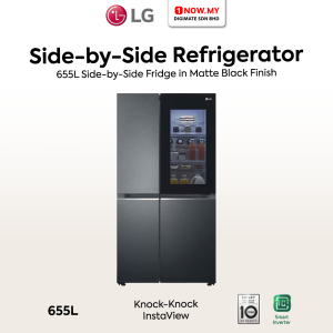 LG 655L Inverter Side-by-Side Fridge InstaView Knock-Knock GC-V257CQFW | Matte Black