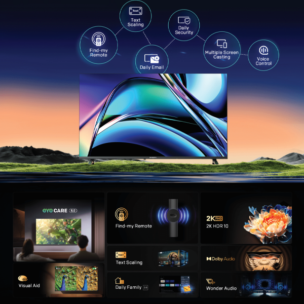 SKYWORTH 32" 2K HD Google TV 32E6850G | Visual Aid Dolby Audio Wonder Audio - Image 2