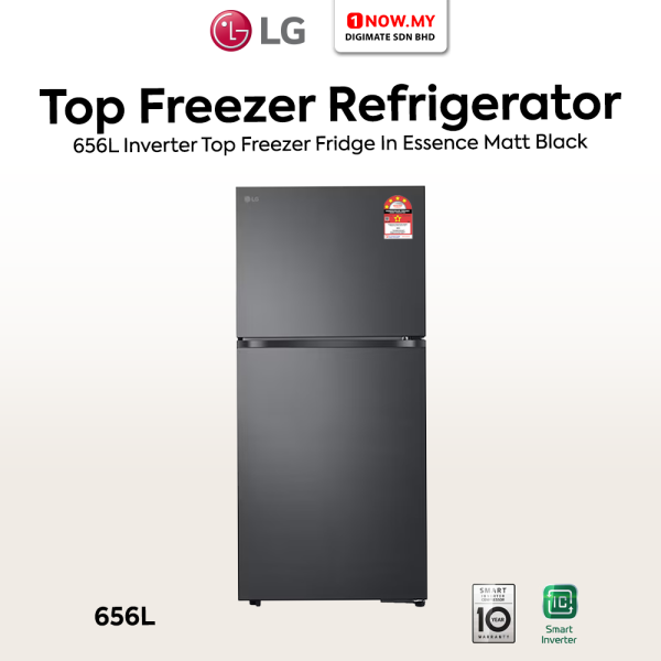 LG 656L Inverter Top Freezer Fridge Essence Matt Black GRTB622PQFQ | 4 Star Energy Efficient