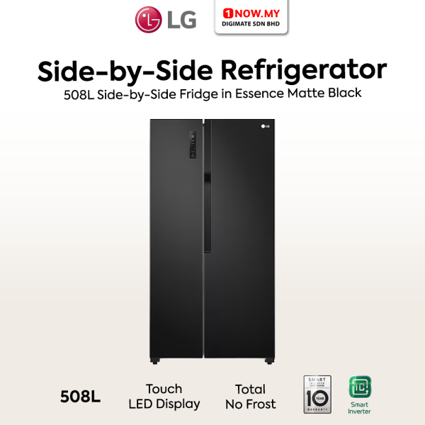LG 508L Inverter Side-by-Side Fridge Essence Matte Black GCFB507PLAM | No Frost