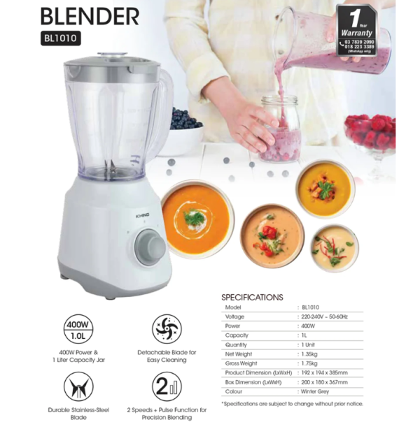 KHIND 1L Blender BL1010 - Image 3