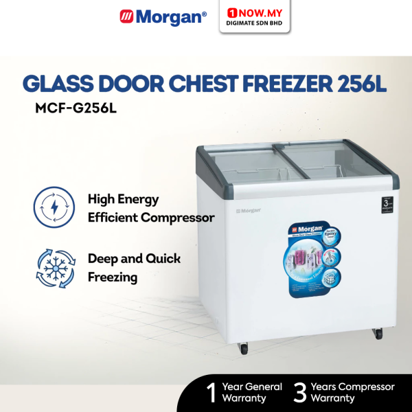 MORGAN 256L Glass Door Chest Freezer MCF-G256L | Durable High Energy Efficiency