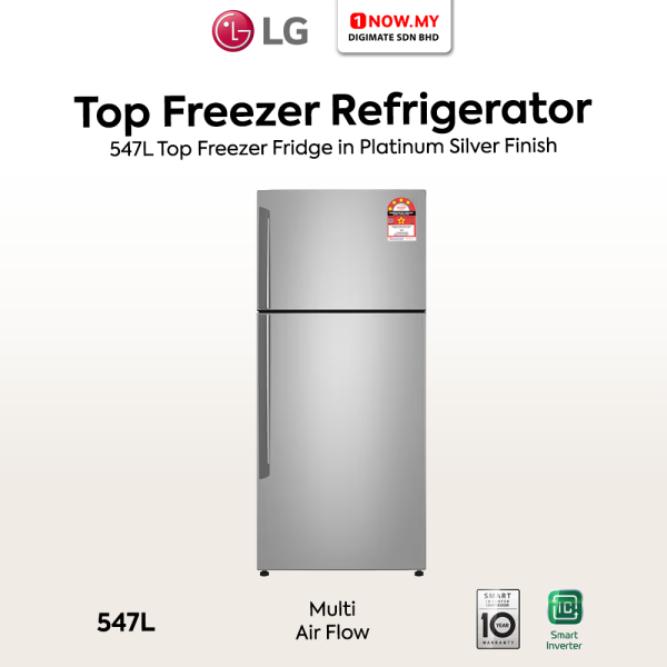 LG 547L Inverter Top Freezer Fridge GN-C702HFCM | Platinum Silver Finish 4 Stars Efficient