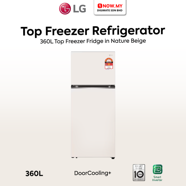 LG 360L Inverter Top Freezer Fridge GN-B332PBGB (Nature Beige) | 5 Star Energy Efficient