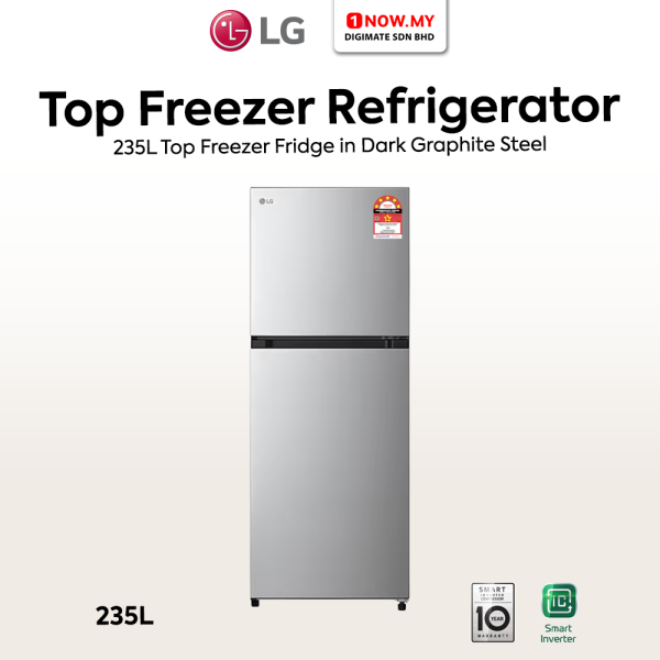 LG 235L Inverter Top Freezer Fridge GN-B212PQNF | Dark Graphite Steel 5 Star Energy Efficient