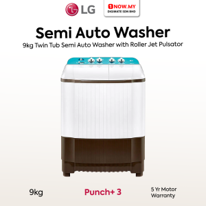 LG 9kg Semi Auto Washer WP-900G | Twin Tub Roller Jet Pulsator