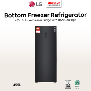 LG 455L Inverter Bottom Freezer Fridge GC-B569NQCM | Matte Black 3 Star Energy Efficient