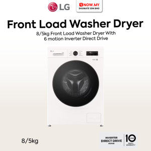 LG 8/5kg Inverter Front Load Washer FB1208R5W | Dryer 6 motion Direct Drive