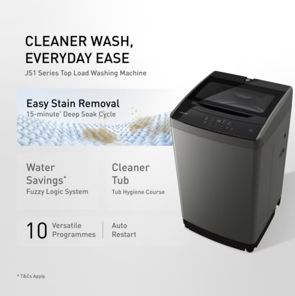 PANASONIC 10kg Inverter Top Load Washer JS1 Series NA-F10JS1GRT (NA-F10JS1) | 5 Star Energy Efficient - Image 2