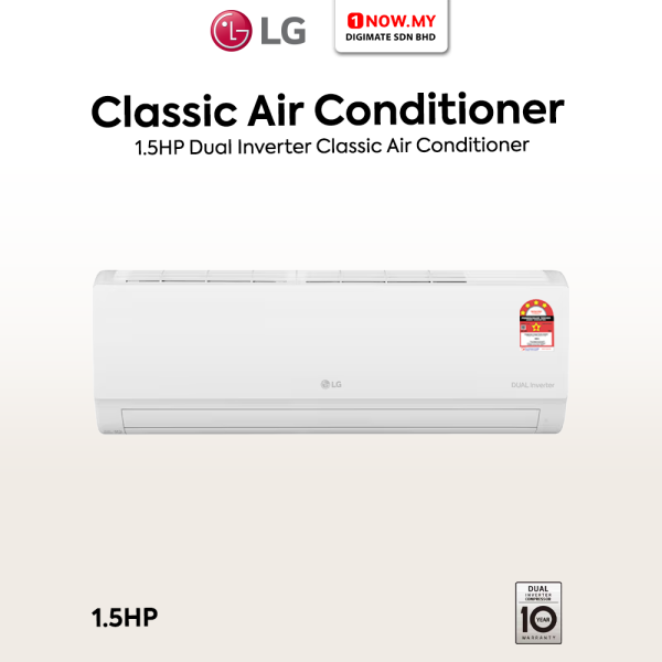 LG 1.5HP Dual Inverter Classic Air Conditioner S3-Q12JAPWL | 4 Stars Energy Saving Fast Cooling