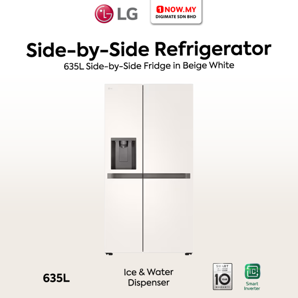LG 635L Inverter Side-by-Side Fridge With Water & Ice Dispenser GC-L257KQKW