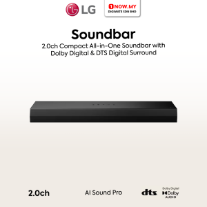 LG 2.0ch Compact Soundbar with Dolby Digital DTS Digital Surround S20A