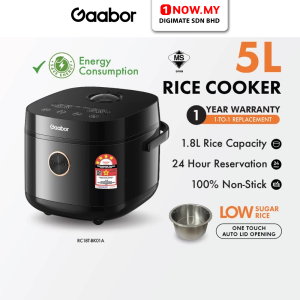 GAABOR 5L Digital Rice Cooker RC18T-BK01A | 4 Star Energy Efficient
