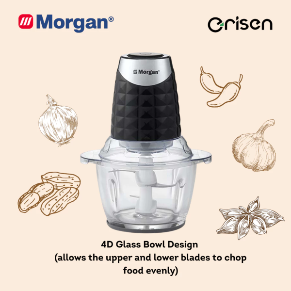 MORGAN 1.2L Food Chopper MCP-30P | User-Friendly Garlic Peeler Mince Meat - Image 3