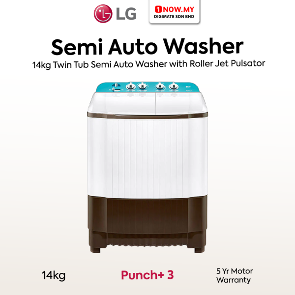 LG 14kg Semi Auto Washer WP-1400G | Twin Tub, Roller Jet Pulsator