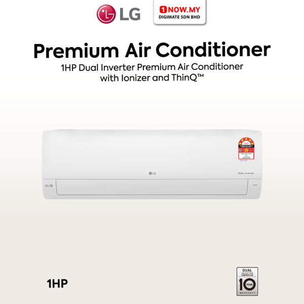 LG 1HP Dual Inverter Premium Air Conditioner Ionizer ThinQ S3-Q09JAPPA | 5 Star Energy Efficient