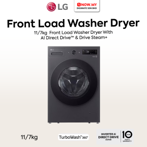 LG 11/7kg Front Load Washer Dryer FV1411H3B | AI Direct Drive Steam+