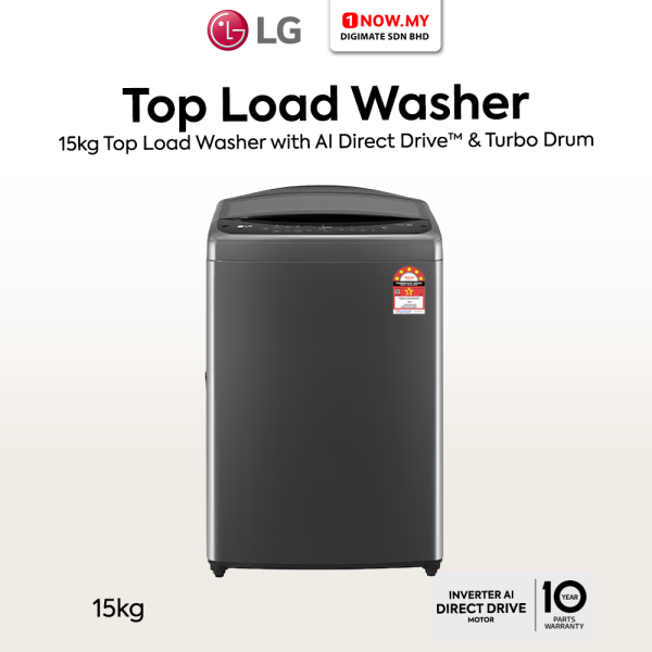 LG 15kg Inverter Top Load Washer AI Direct Drive TV2515DV3B | 5 Star Energy Efficient