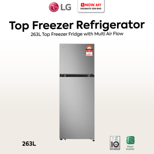LG 263L Inverter Top Freezer Fridge Prime Silver GN-B242PFSF | 5 Star Energy Efficient