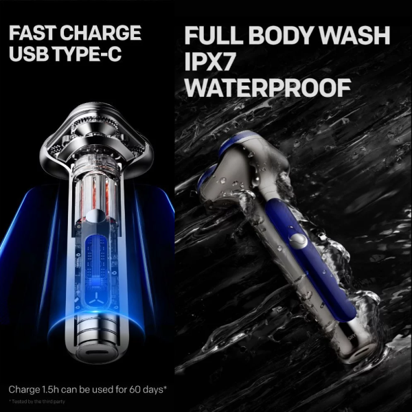 SKYWORTH LightSaber 3 Heads Shaver with Nose Trimmer S5C | Type-C Rechargeable IPX7 Waterproof - Image 6