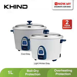 KHIND 1L Rice Cooker RC810N (Random Color) | Stainless Steel Cover