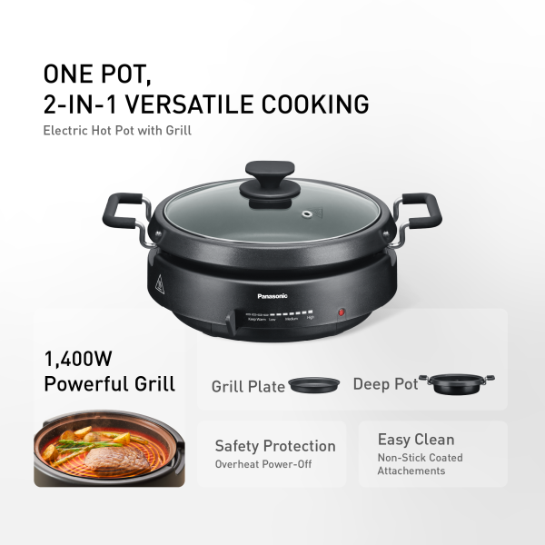 PANASONIC 2-in-1 Multifunctional Electric Hot Pot with Grill NF-MF701KSK - Image 2