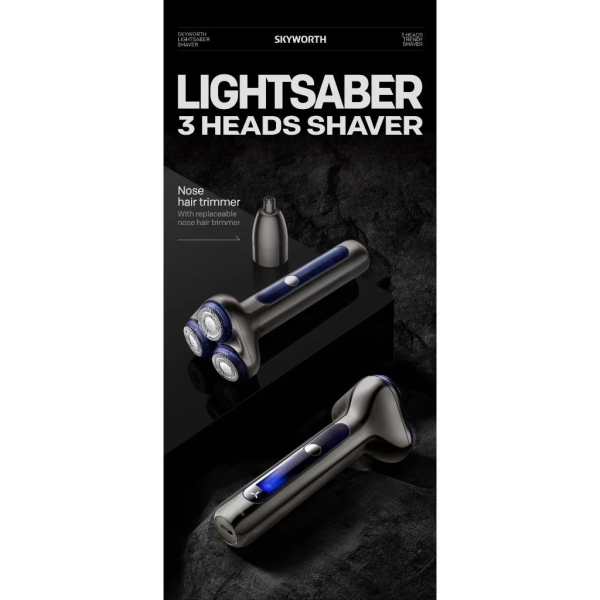 SKYWORTH LightSaber 3 Heads Shaver with Nose Trimmer S5C | Type-C Rechargeable IPX7 Waterproof - Image 3