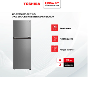 TOSHIBA 330L Inverter 2 Doors Refrigerator GR-RT349WE-PMY(57) | 4 Star Energy Efficient