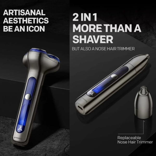SKYWORTH LightSaber 3 Heads Shaver with Nose Trimmer S5C | Type-C Rechargeable IPX7 Waterproof - Image 4