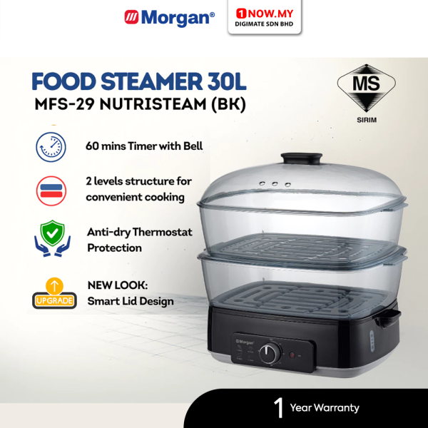 MORGAN 30L Food Steamer MFS-29 | Jumbo Nutristeam 2 Steam Zones