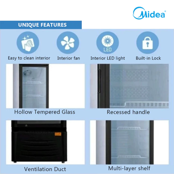 MIDEA 309L Showcase Chiller Refrigerator MDRZ434FGG30 - Image 4