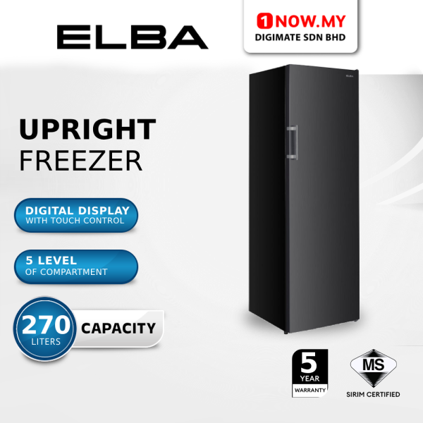 ELBA 220L Upright Freezer EUF-N2239(GR) | 5 Transparent Drawers