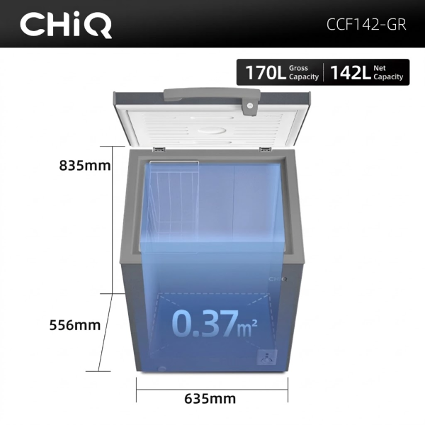 CHiQ 170L Chest Freezer CCF142-GR | 3 Star Energy Efficient - Image 7